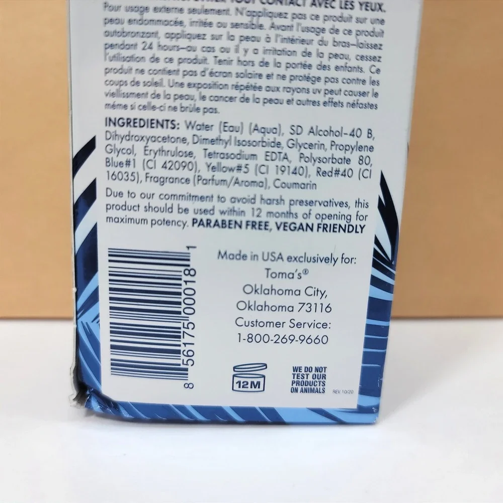Tomas Total Tan Self-Tanning Liquid Spray 6oz with Mitt‎ Streak Free Vegan New
